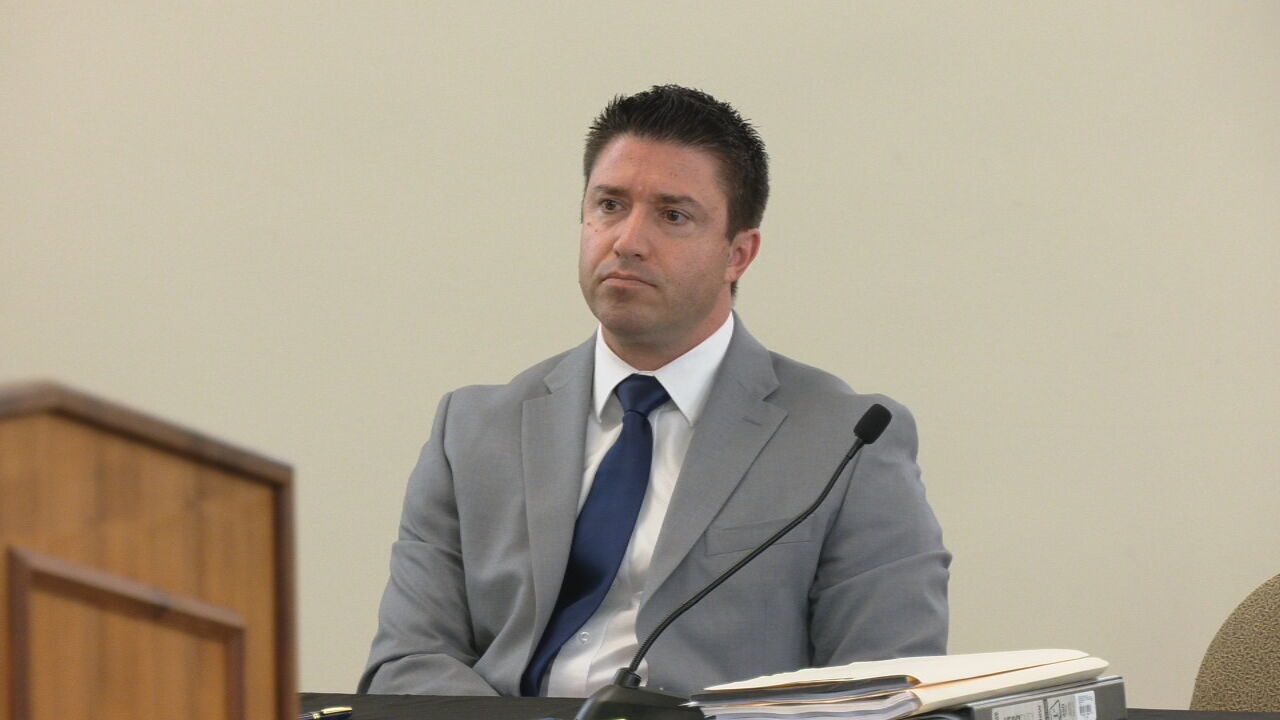 Anthony Piagentini at ethics trial in downtown Louisville, Aug. 2023 (WDRB photo)
